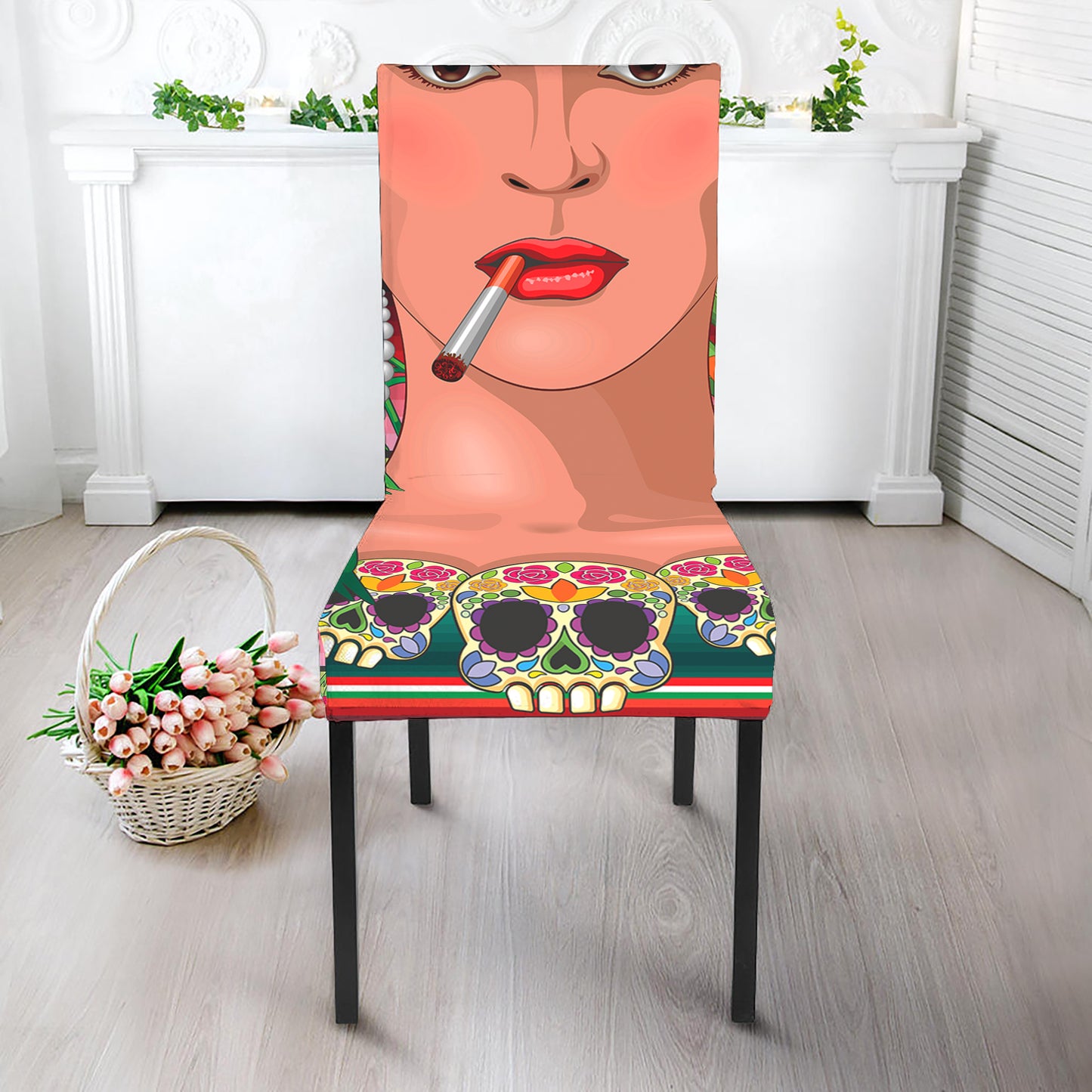 Frida Kahlo Serape Print Dining Chair Slipcover