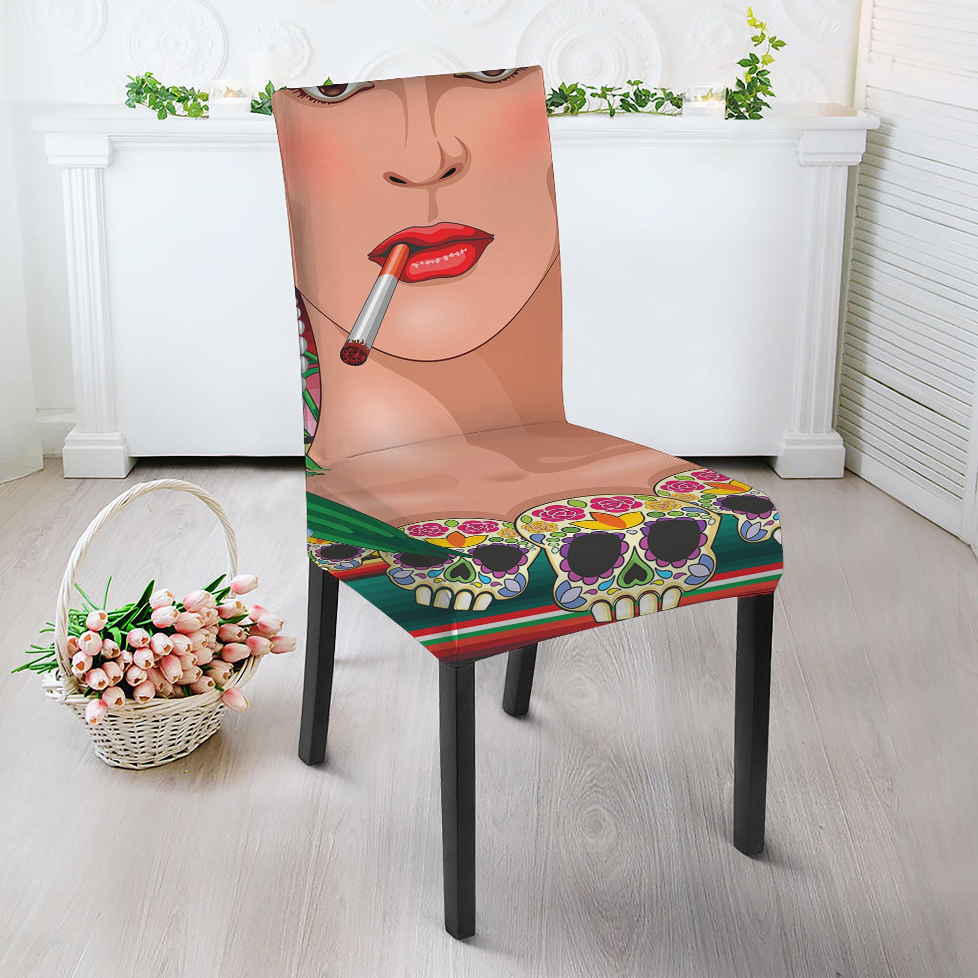 Frida Kahlo Serape Print Dining Chair Slipcover