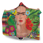 Frida Kahlo Serape Print Hooded Blanket