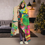 Frida Kahlo Serape Print Hooded Blanket
