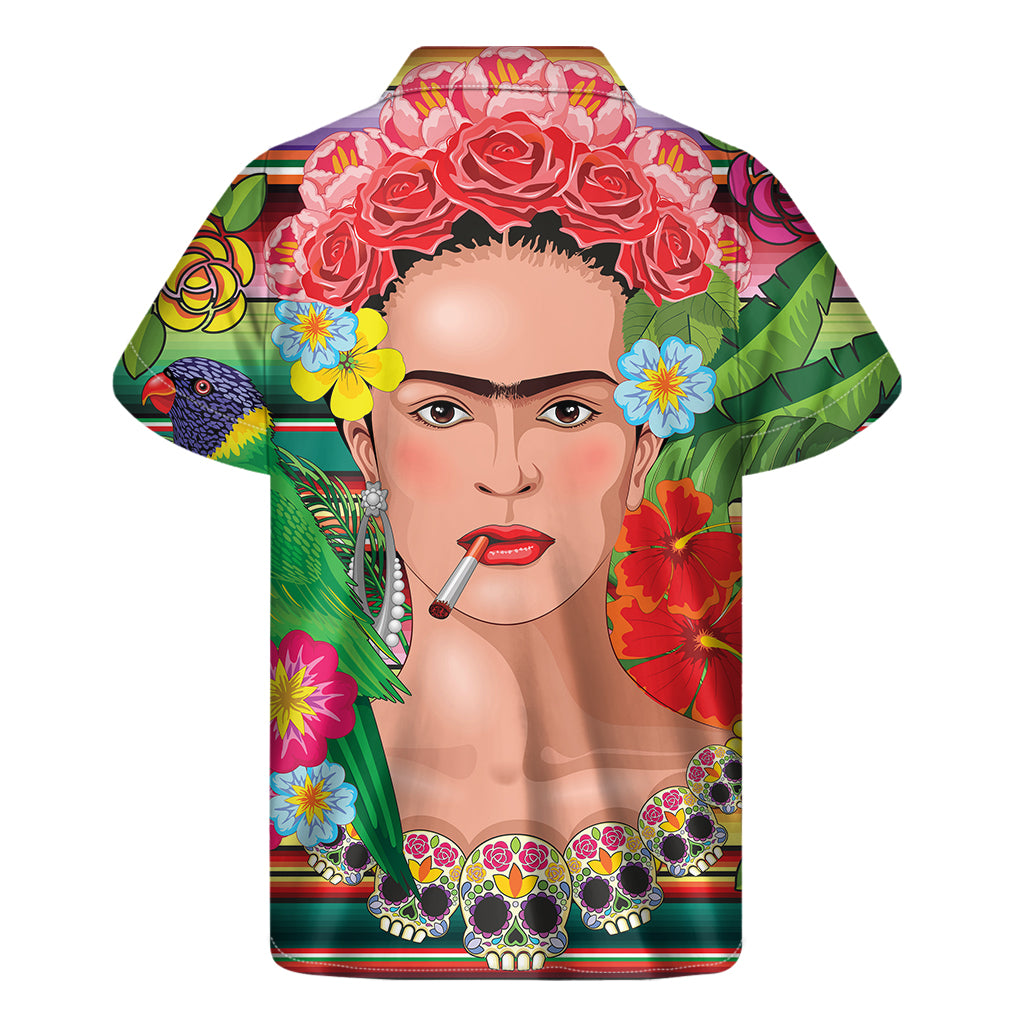 Frida Kahlo Serape Print Men's Short Sleeve Shirt