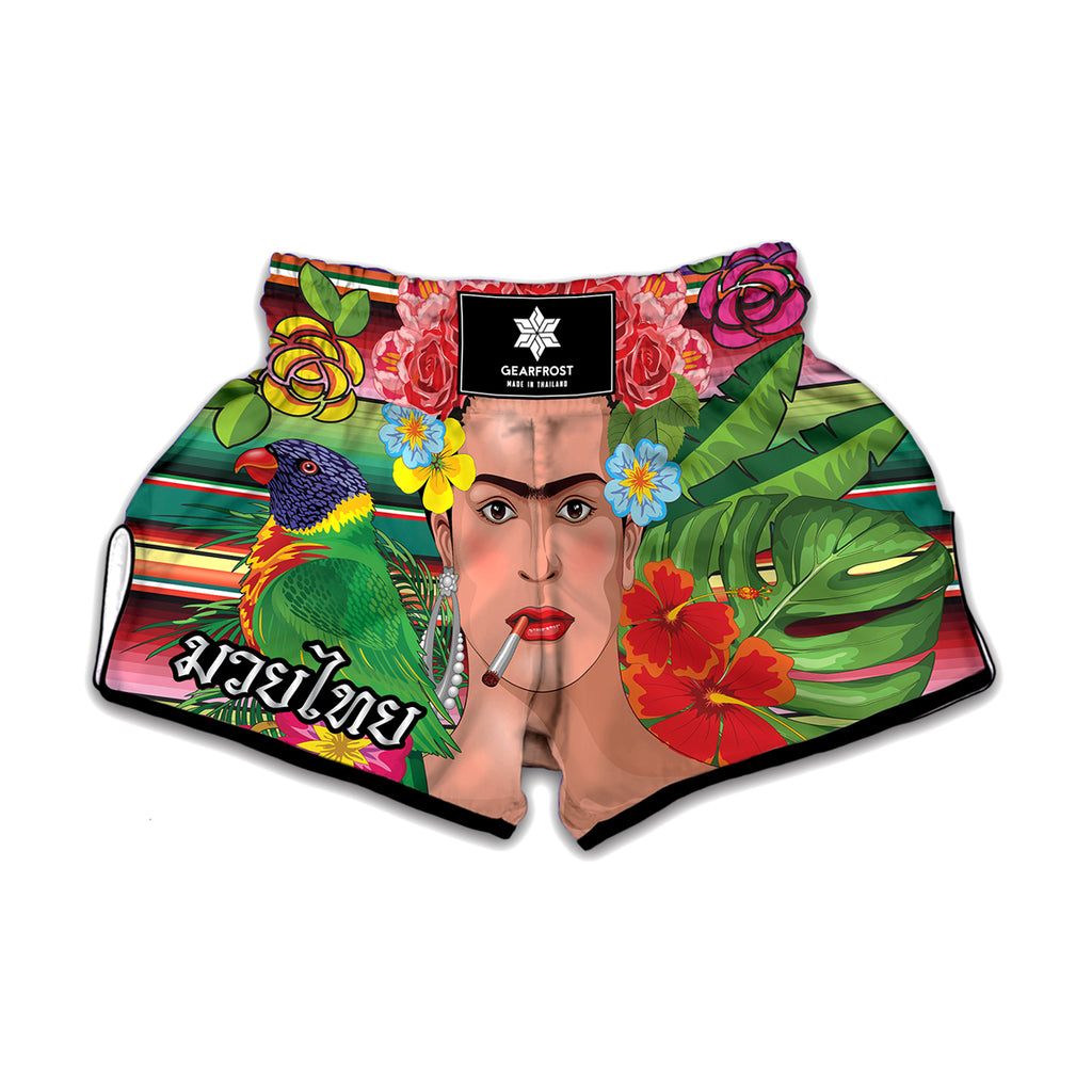 Frida Kahlo Serape Print Muay Thai Boxing Shorts