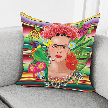 Frida Kahlo Serape Print Pillow Cover