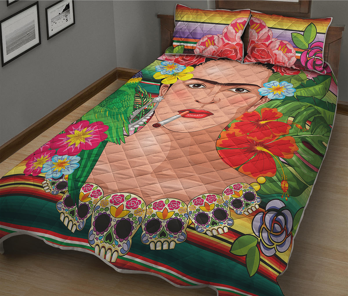 Frida Kahlo Serape Print Quilt Bed Set