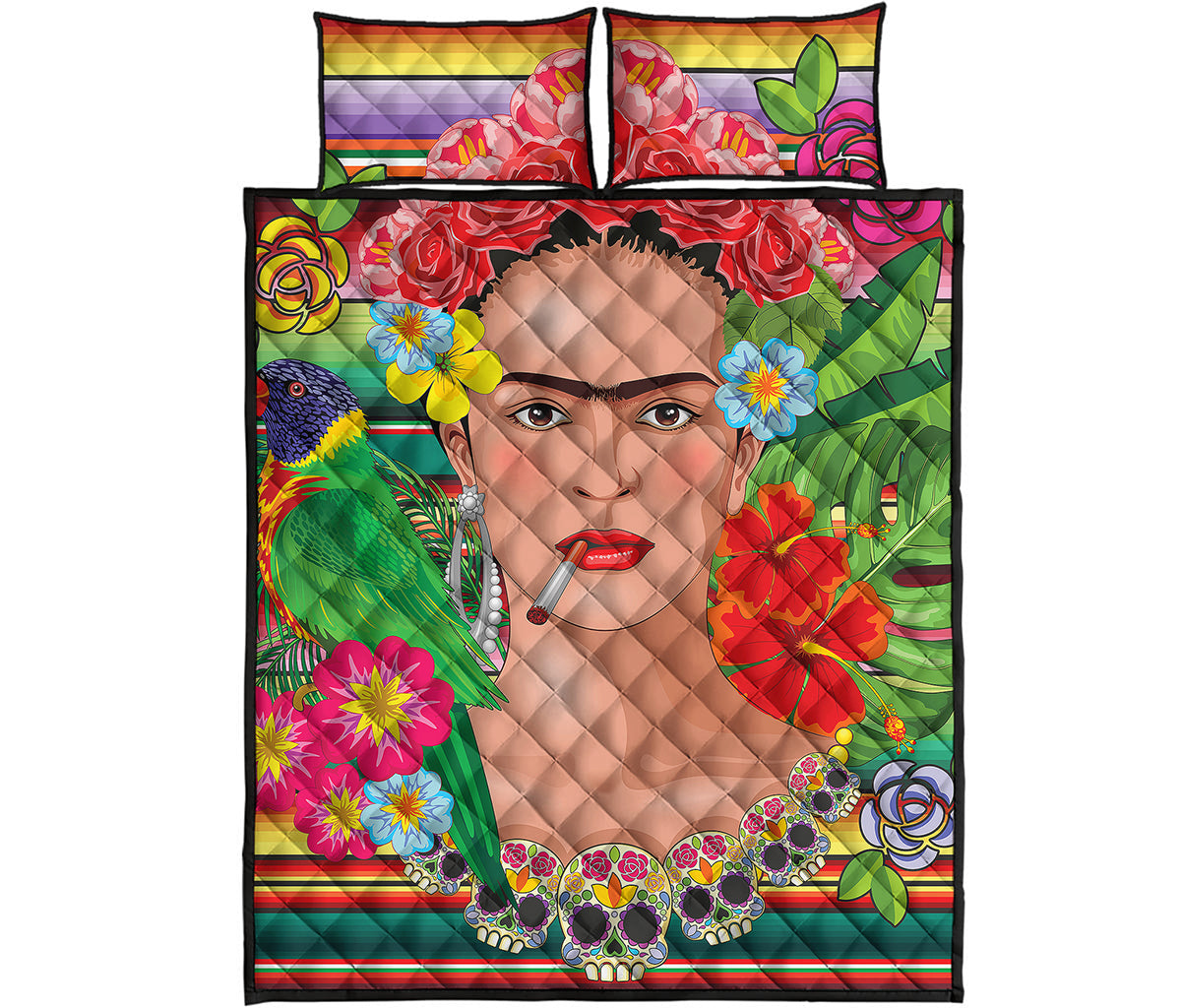 Frida Kahlo Serape Print Quilt Bed Set
