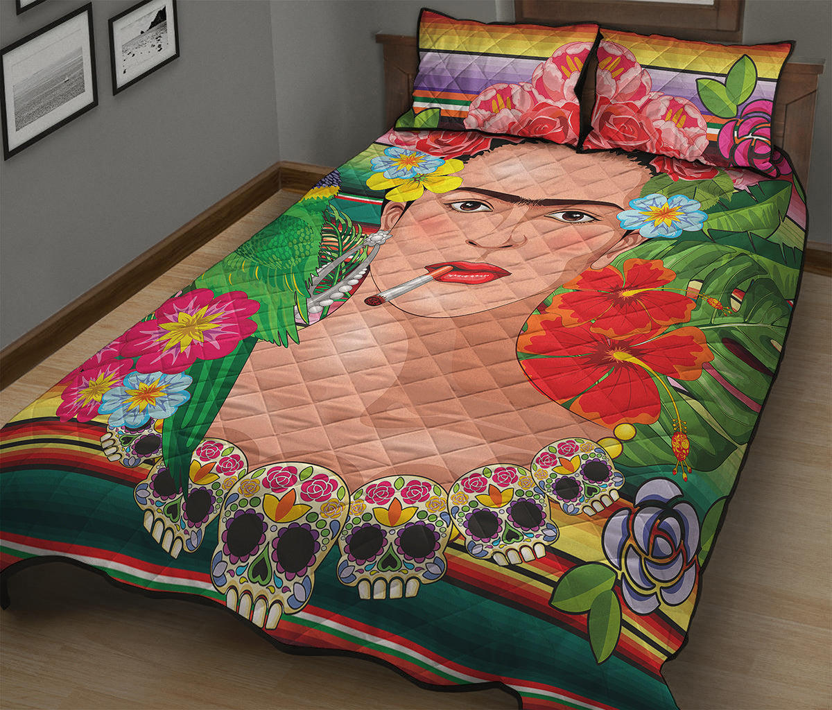 Frida Kahlo Serape Print Quilt Bed Set