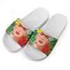 Frida Kahlo Serape Print White Slide Sandals