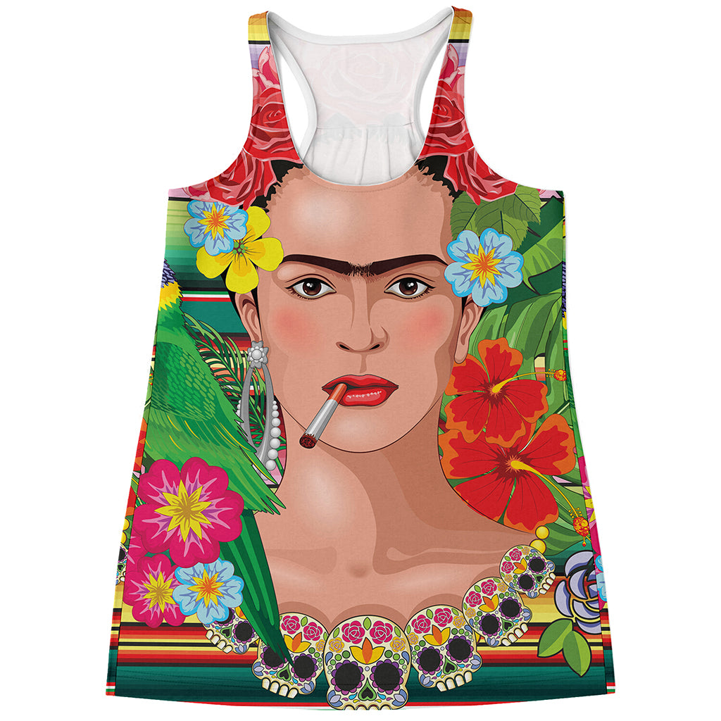 Frida Kahlo Serape Print Women's Racerback Tank Top