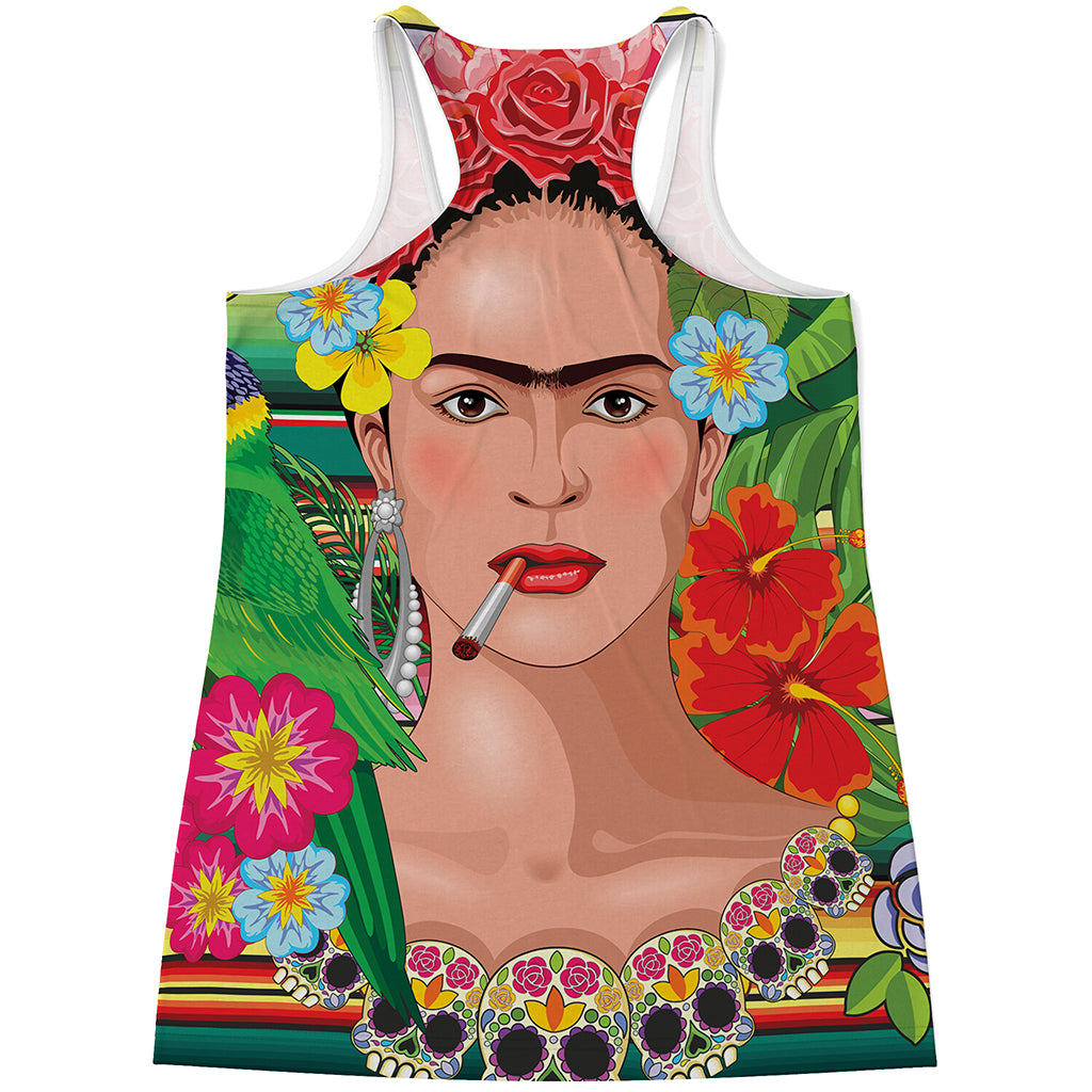 Frida Kahlo Serape Print Women's Racerback Tank Top