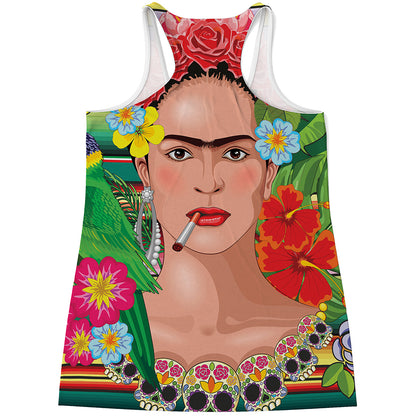 Frida Kahlo Serape Print Women's Racerback Tank Top