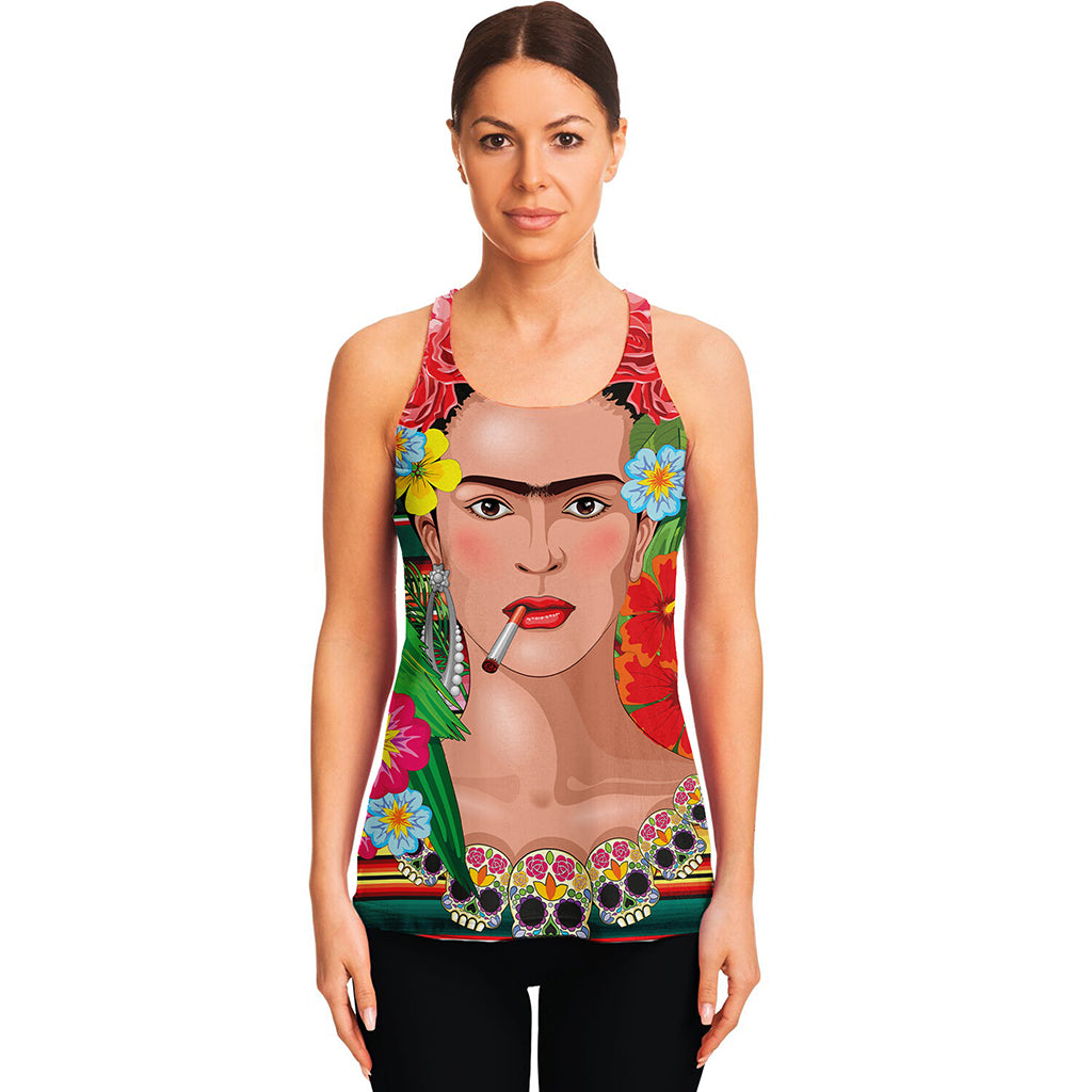 Frida Kahlo Serape Print Women's Racerback Tank Top