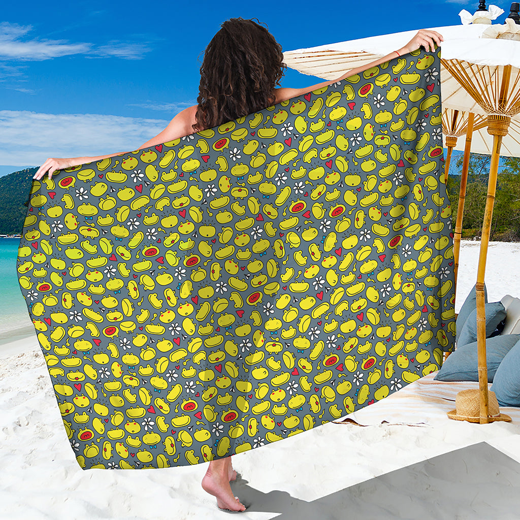 Frog Faces Pattern Print Beach Sarong Wrap