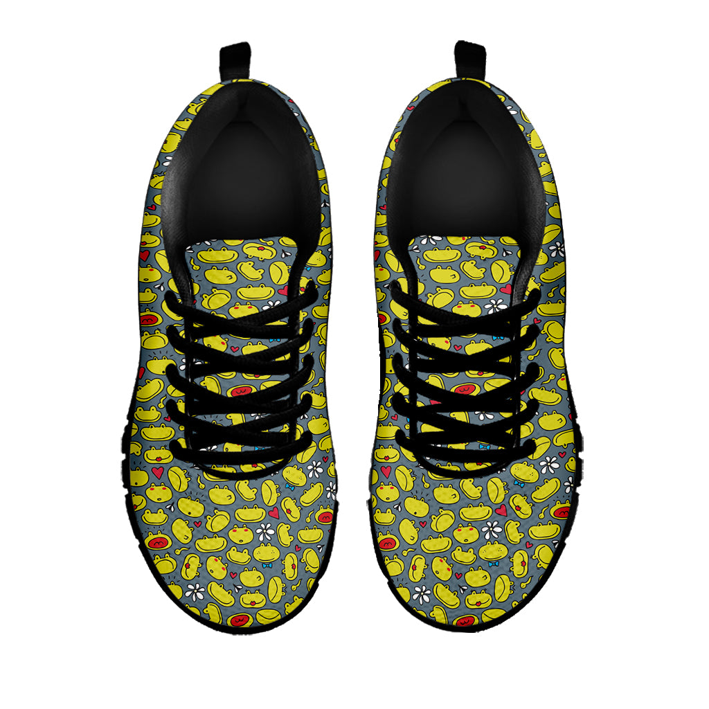 Frog Faces Pattern Print Black Sneakers