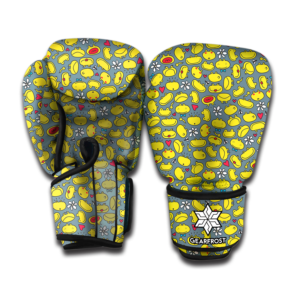 Frog Faces Pattern Print Boxing Gloves