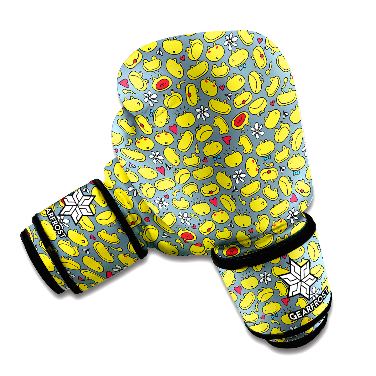 Frog Faces Pattern Print Boxing Gloves