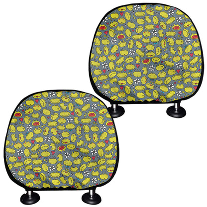 Frog Faces Pattern Print Car Headrest Covers