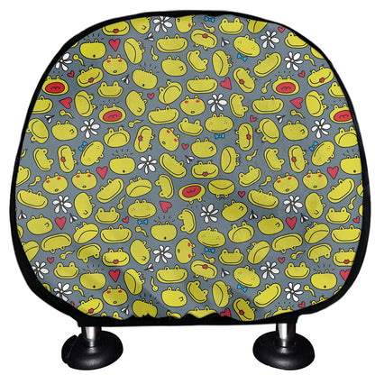 Frog Faces Pattern Print Car Headrest Covers