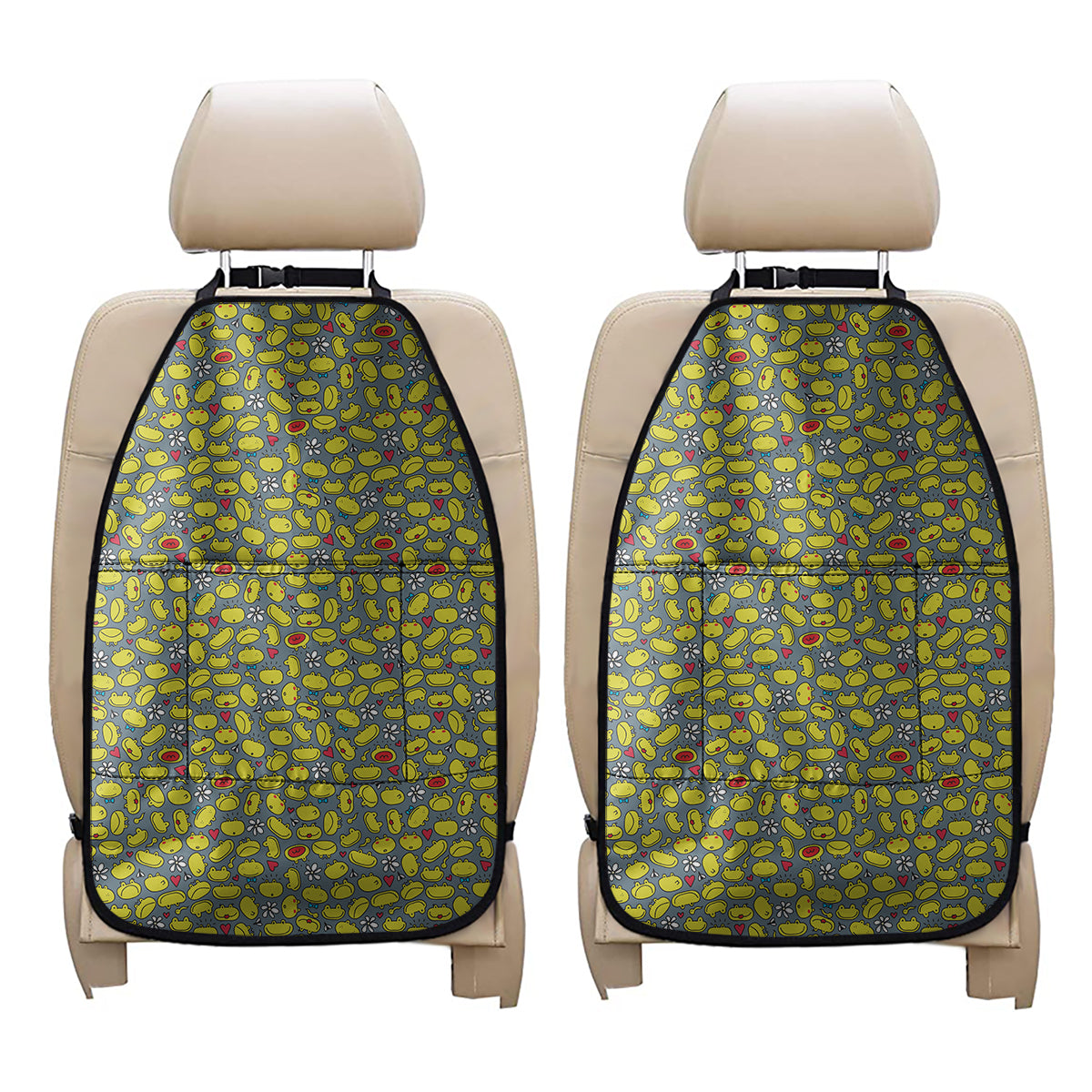 Frog Faces Pattern Print Car Seat Organizers