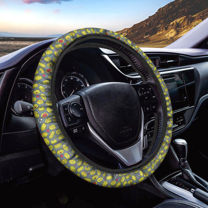 Frog Faces Pattern Print Car Steering Wheel Cover