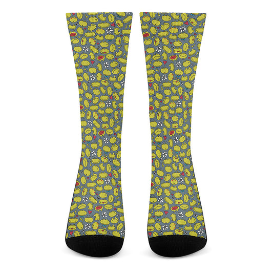Frog Faces Pattern Print Crew Socks