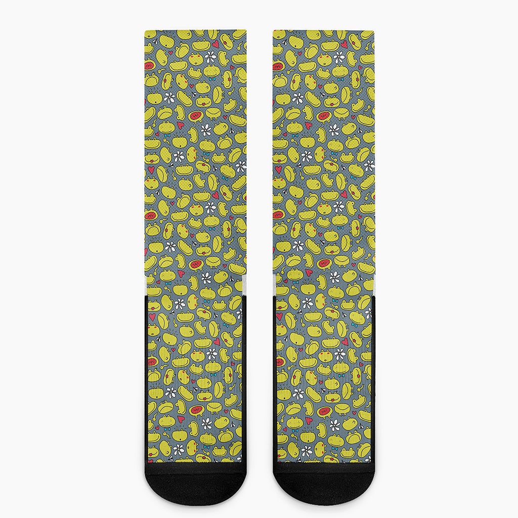 Frog Faces Pattern Print Crew Socks