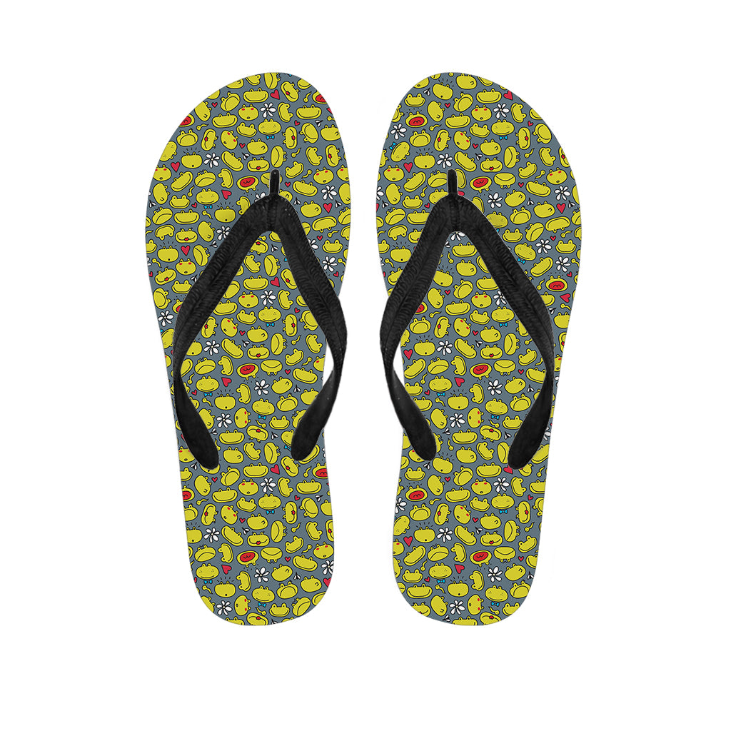 Frog Faces Pattern Print Flip Flops