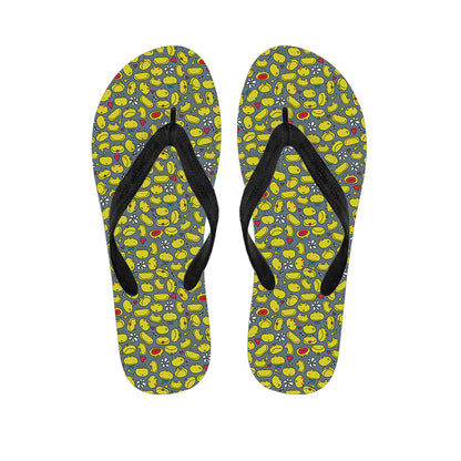 Frog Faces Pattern Print Flip Flops