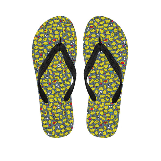 Frog Faces Pattern Print Flip Flops