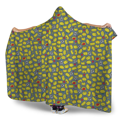 Frog Faces Pattern Print Hooded Blanket