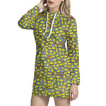 Frog Faces Pattern Print Hoodie Dress