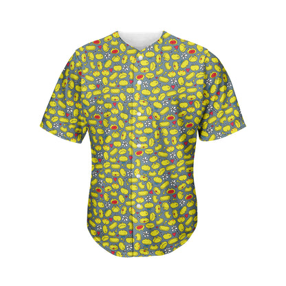 Frog Faces Pattern Print Men's Baseball Jersey