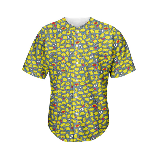 Frog Faces Pattern Print Men's Baseball Jersey