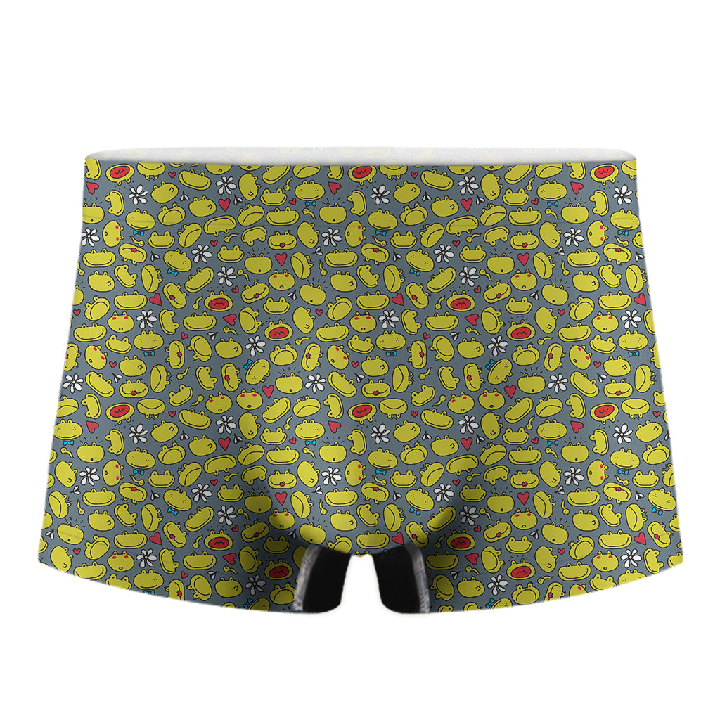 Frog Faces Pattern Print Men's Boxer Briefs