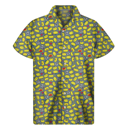 Frog Faces Pattern Print Men's Short Sleeve Shirt