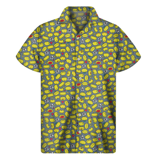 Frog Faces Pattern Print Men's Short Sleeve Shirt
