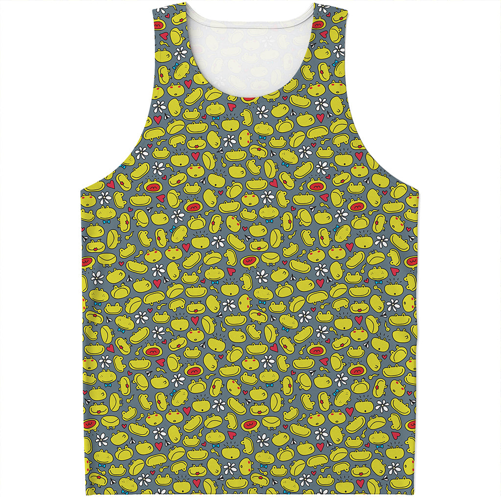 Frog Faces Pattern Print Men's Tank Top