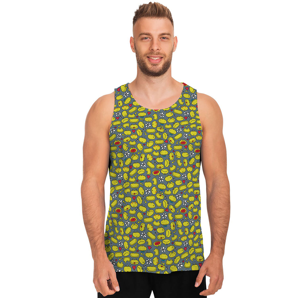 Frog Faces Pattern Print Men's Tank Top