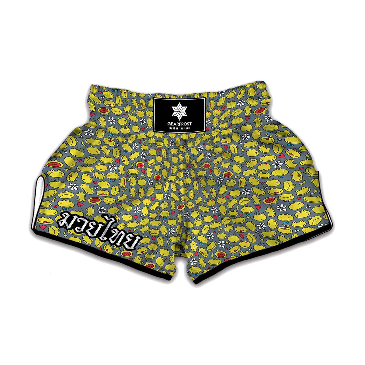 Frog Faces Pattern Print Muay Thai Boxing Shorts