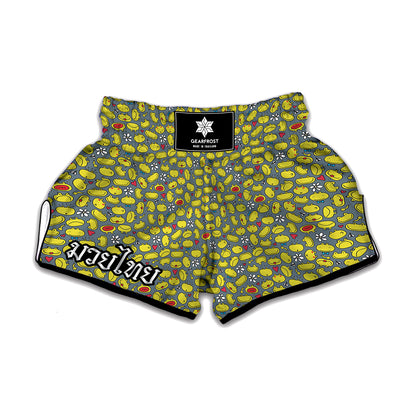 Frog Faces Pattern Print Muay Thai Boxing Shorts