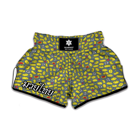 Frog Faces Pattern Print Muay Thai Boxing Shorts