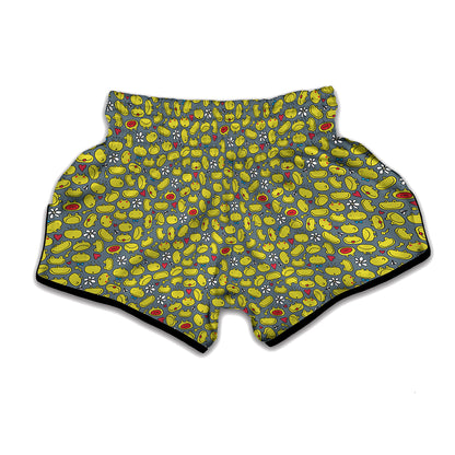 Frog Faces Pattern Print Muay Thai Boxing Shorts
