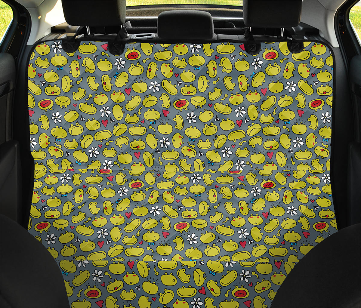 Frog Faces Pattern Print Pet Car Back Seat Cover