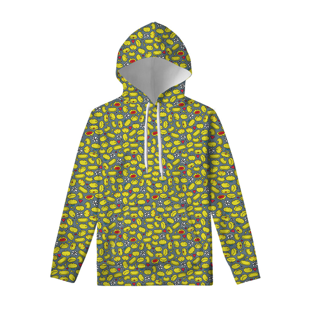 Frog Faces Pattern Print Pullover Hoodie