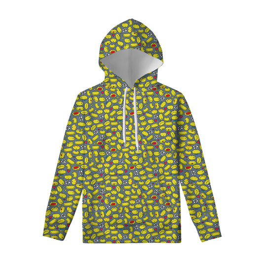 Frog Faces Pattern Print Pullover Hoodie