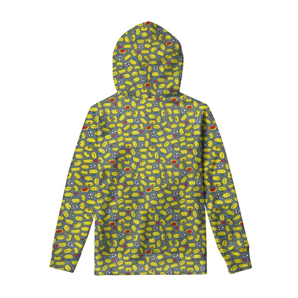 Frog Faces Pattern Print Pullover Hoodie