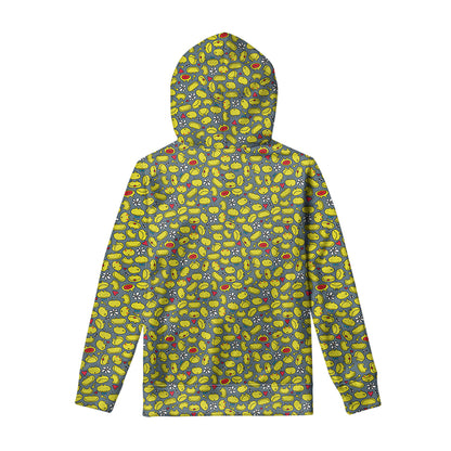 Frog Faces Pattern Print Pullover Hoodie