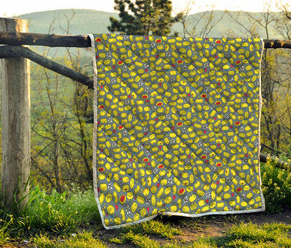 Frog Faces Pattern Print Quilt