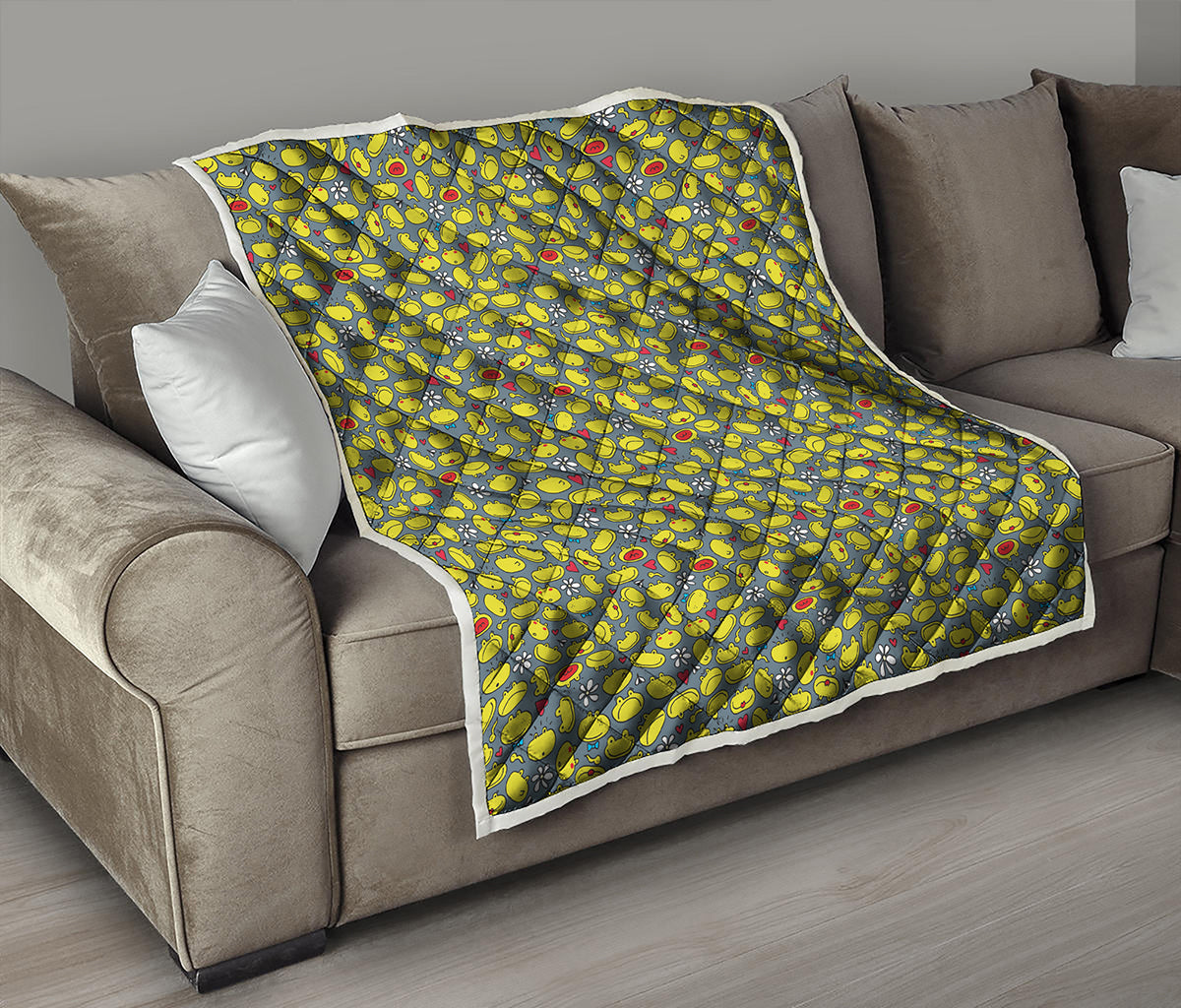 Frog Faces Pattern Print Quilt