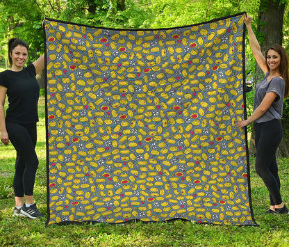 Frog Faces Pattern Print Quilt