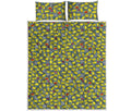 Frog Faces Pattern Print Quilt Bed Set